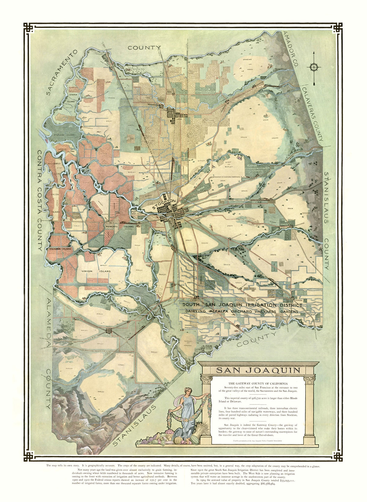 Preview of Vintage Map of San Joaquin, California 1910