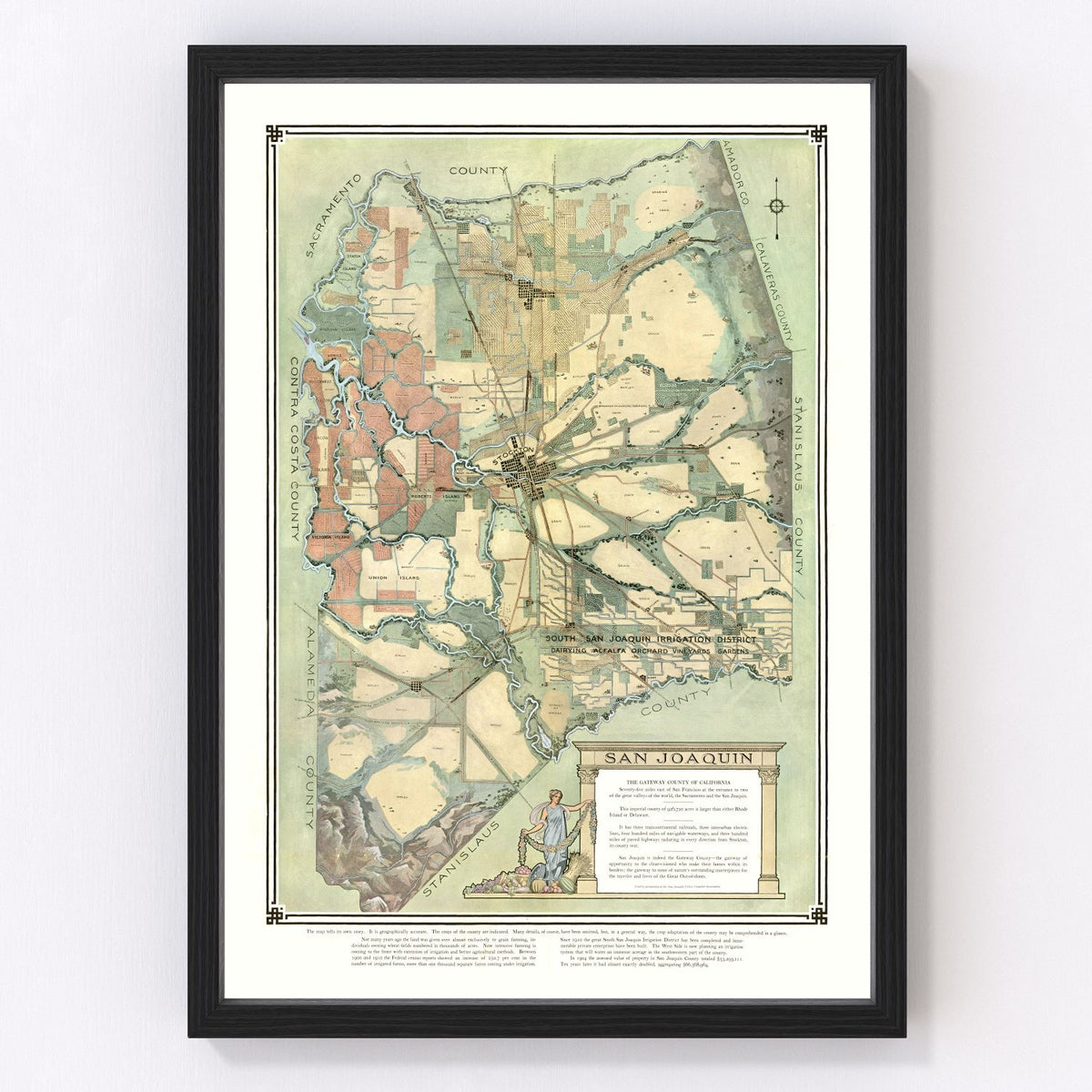 San Joaquin Vintage Map 1910
