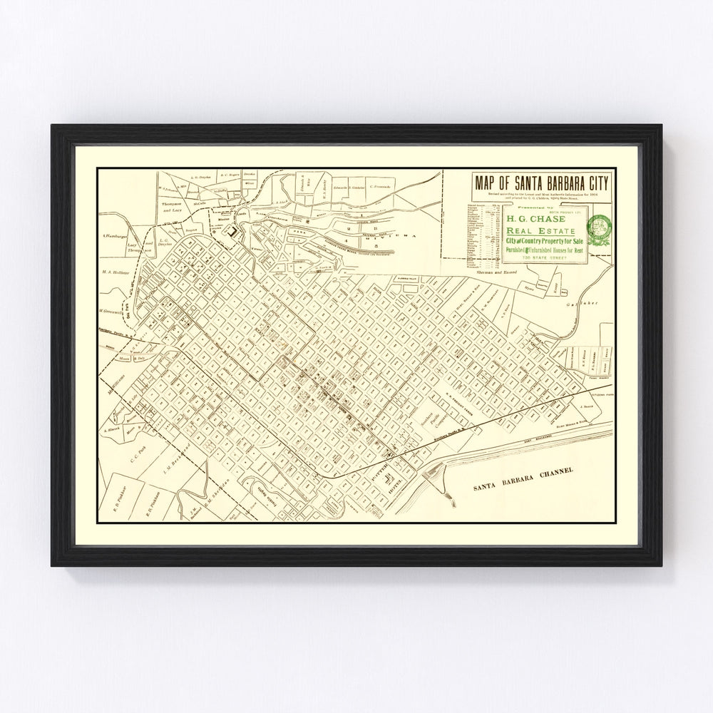 Santa Barbara Vintage Map 1916