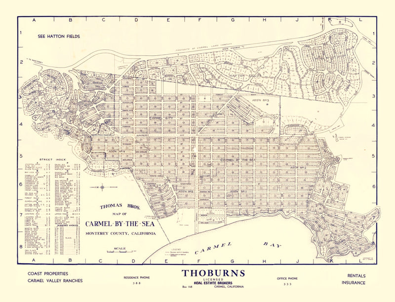 Size comparison using Vintage Map of Carmel-By-The-Sea, California 1920