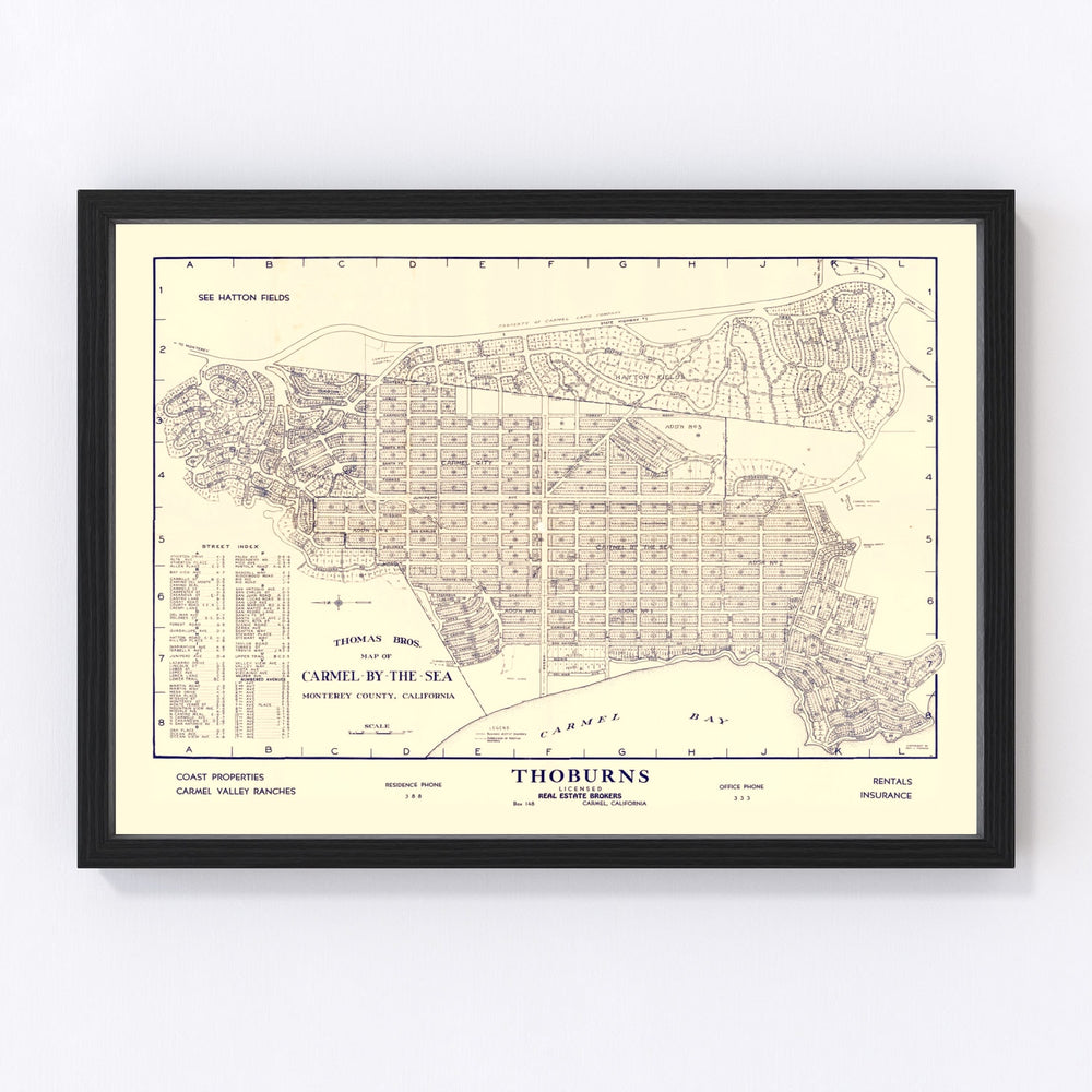 Carmel-By-The-Sea Vintage Map 1920