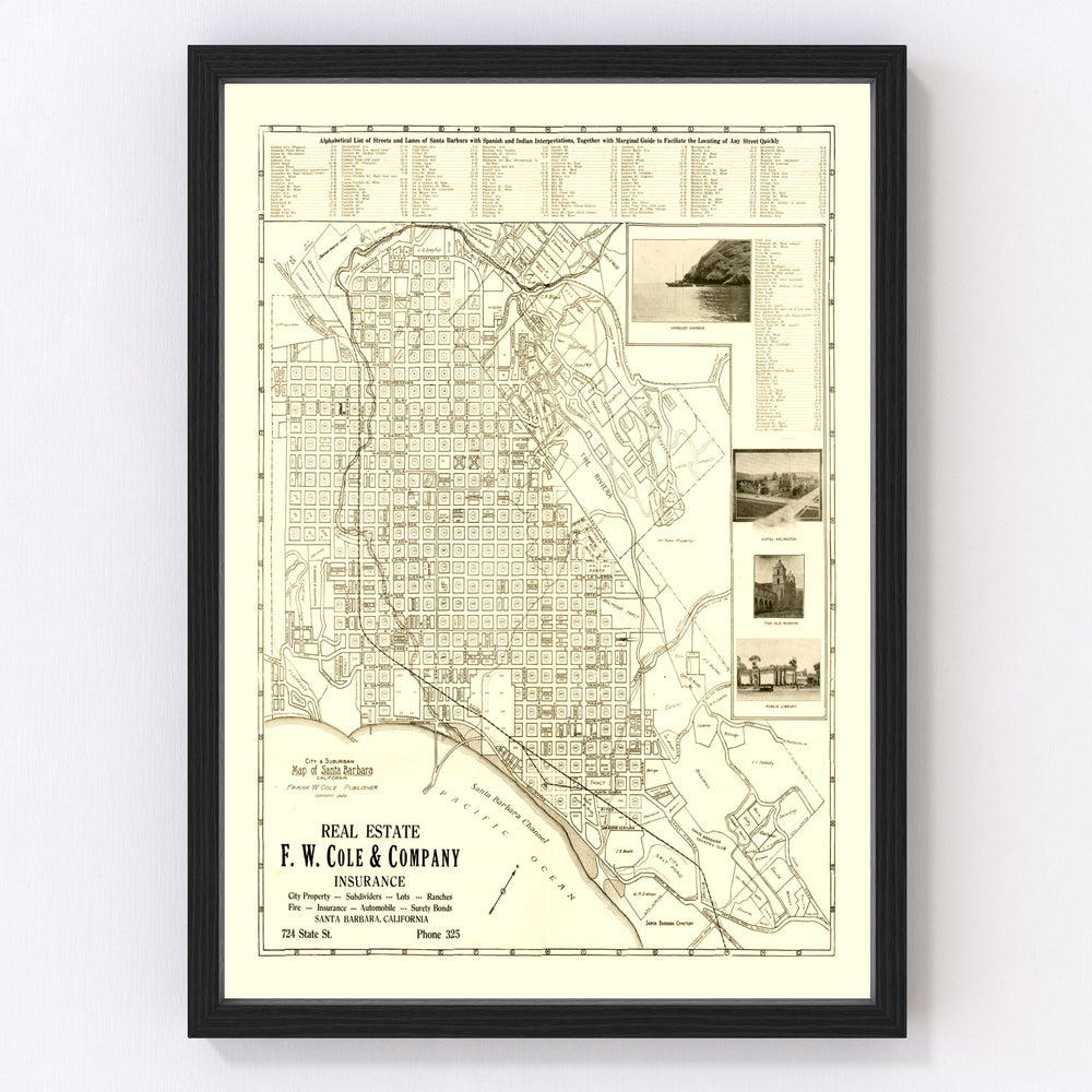 Santa Barbara Vintage Map 1920