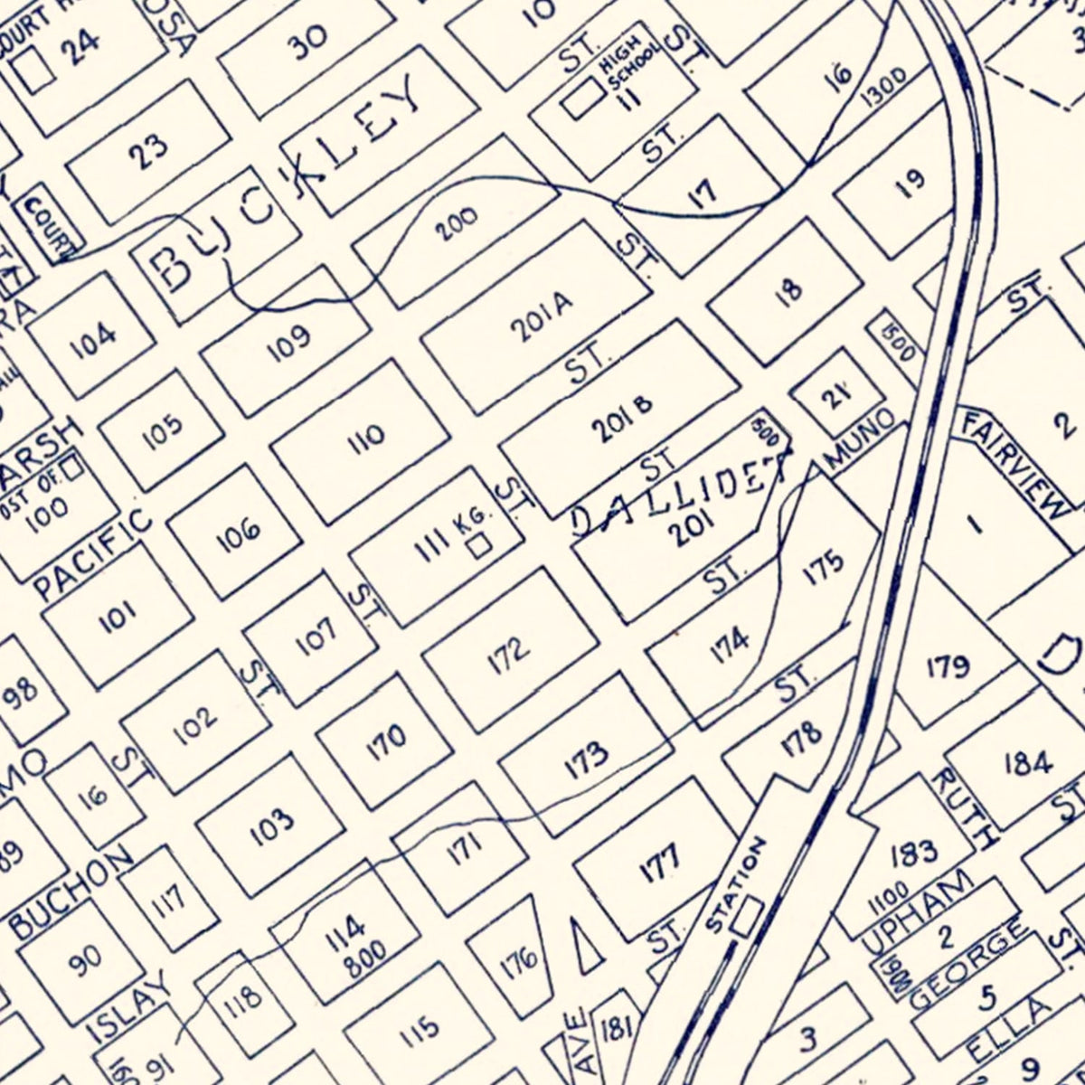 Restored historic details from the 1920 city map of San Luis Obispo, California