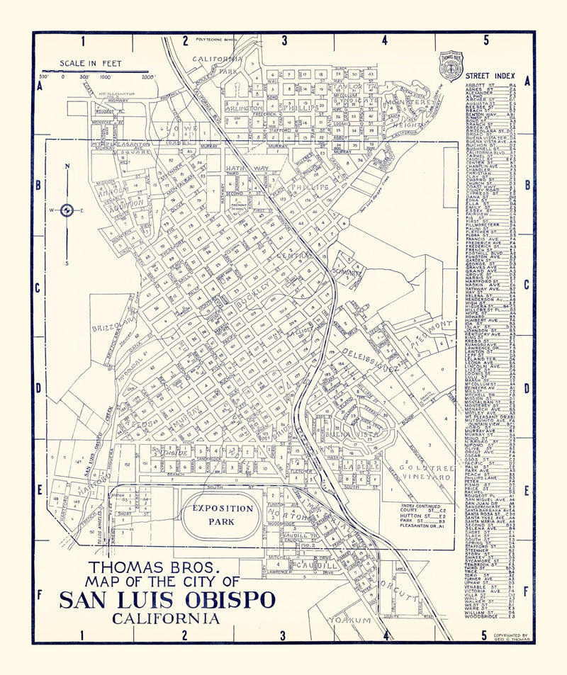 Size comparison using Vintage Map of San Luis Obispo, California 1920