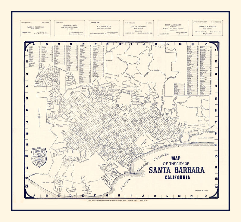 Size comparison using Vintage Map of Santa Barbara, California 1920