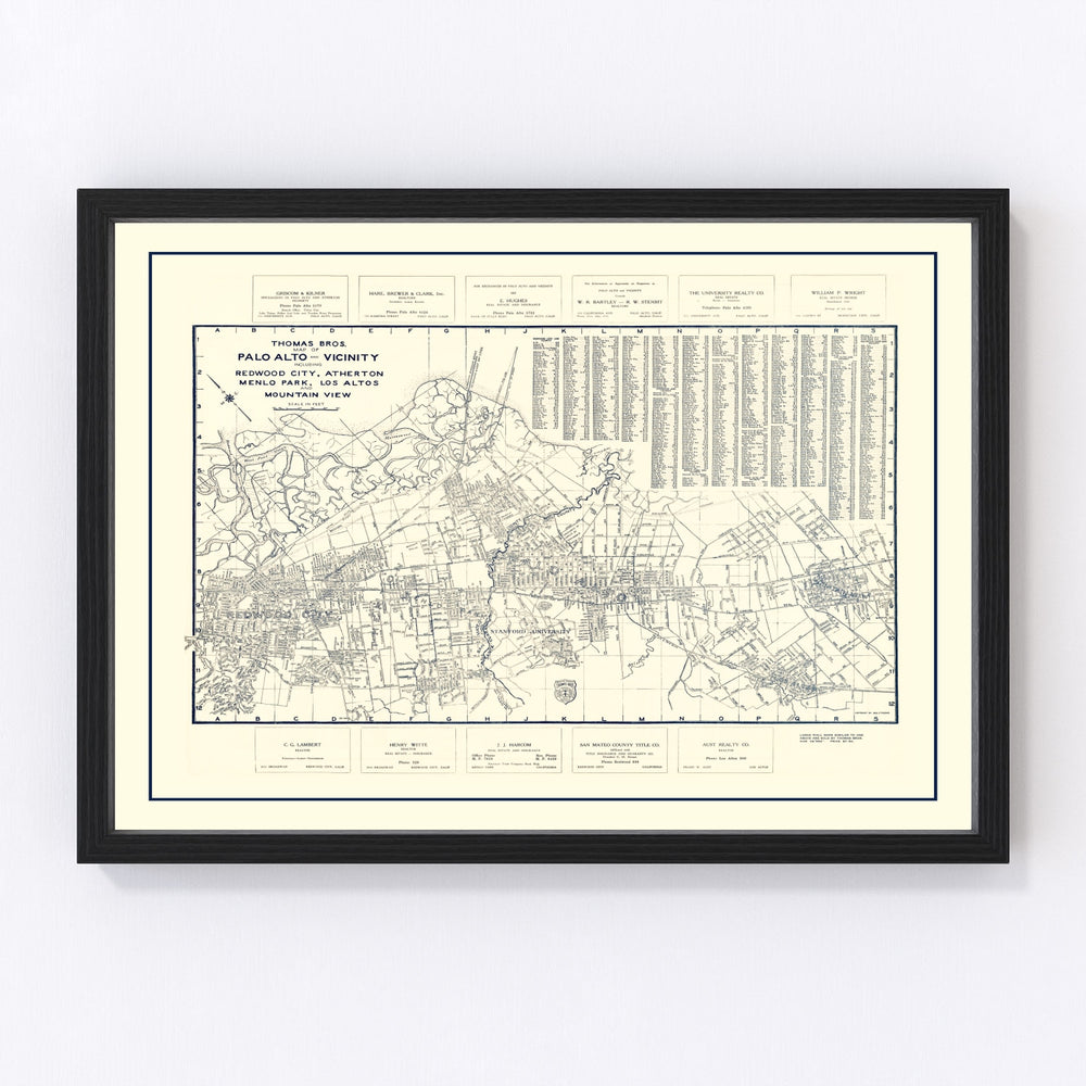 Palo Alto Vintage Map 1920