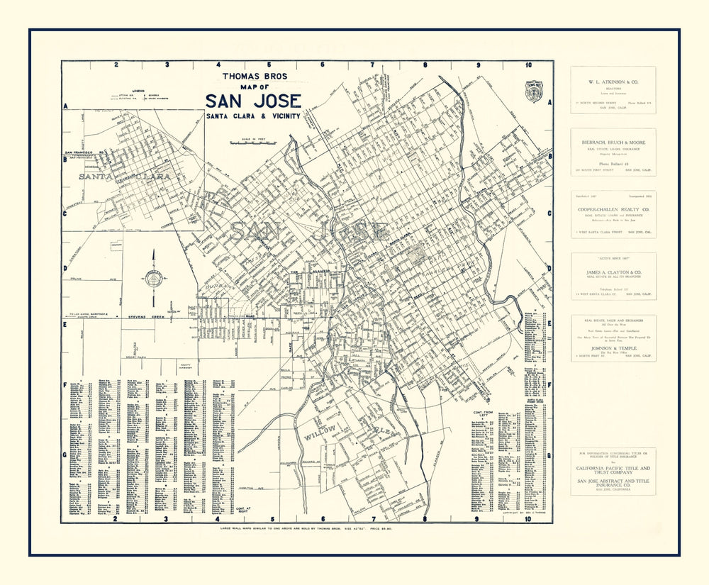 Vintage Map of San Jose, California 1920 print style example