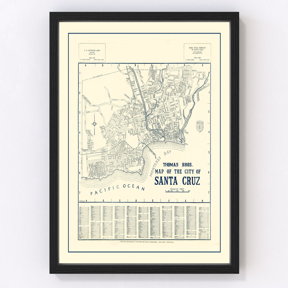 Santa Cruz Vintage Map 1920
