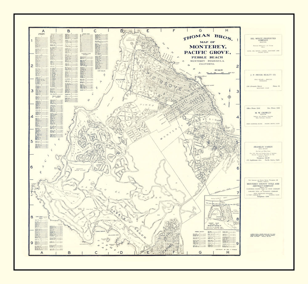 Vintage Map of Monterey, California 1920 print style example