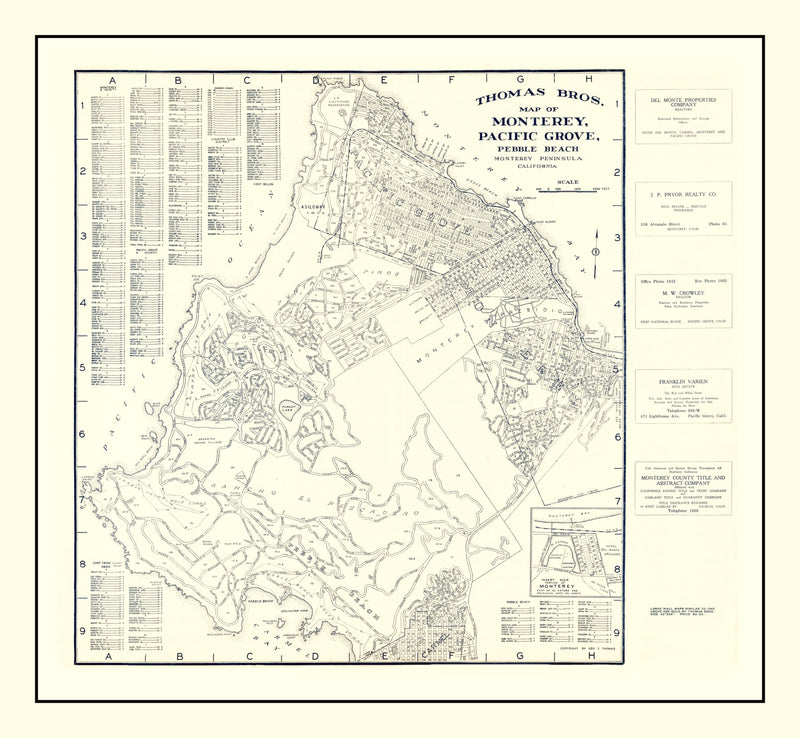 Size comparison using Vintage Map of Monterey, California 1920