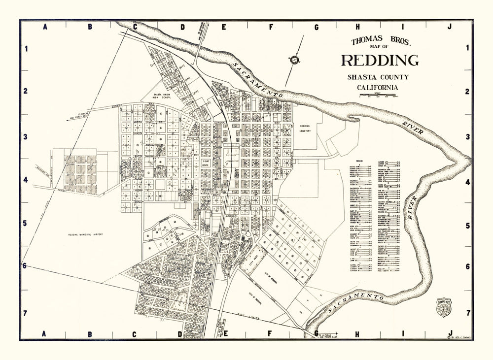 Vintage Map of Redding, California 1920 print style example