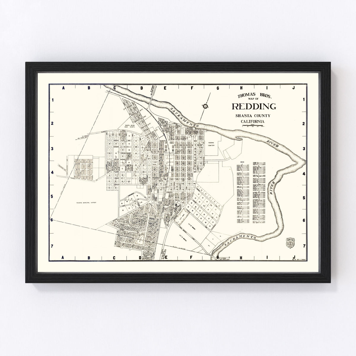 Redding Vintage Map 1920