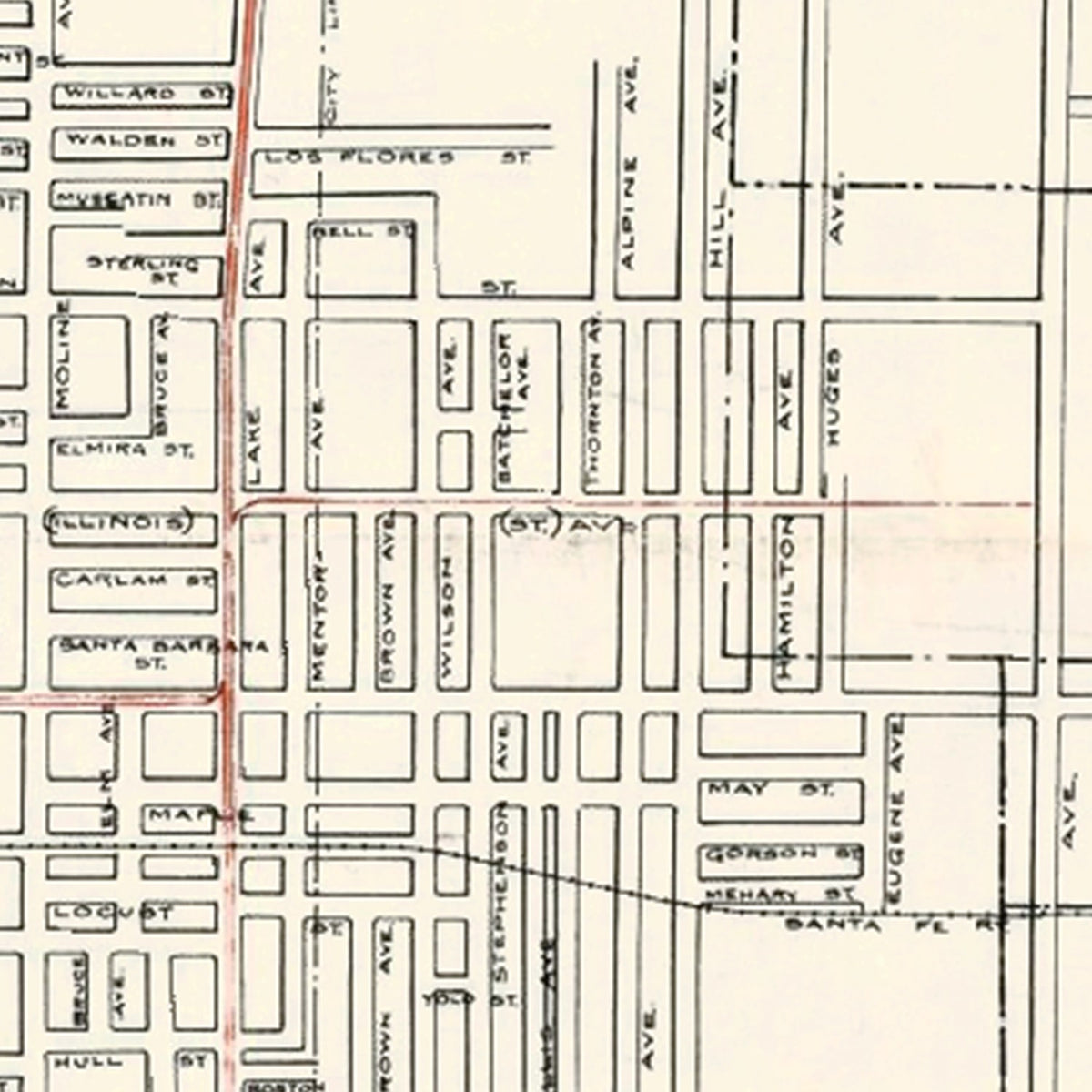 Restored historic details from the 1922 city map of Pasadena, California