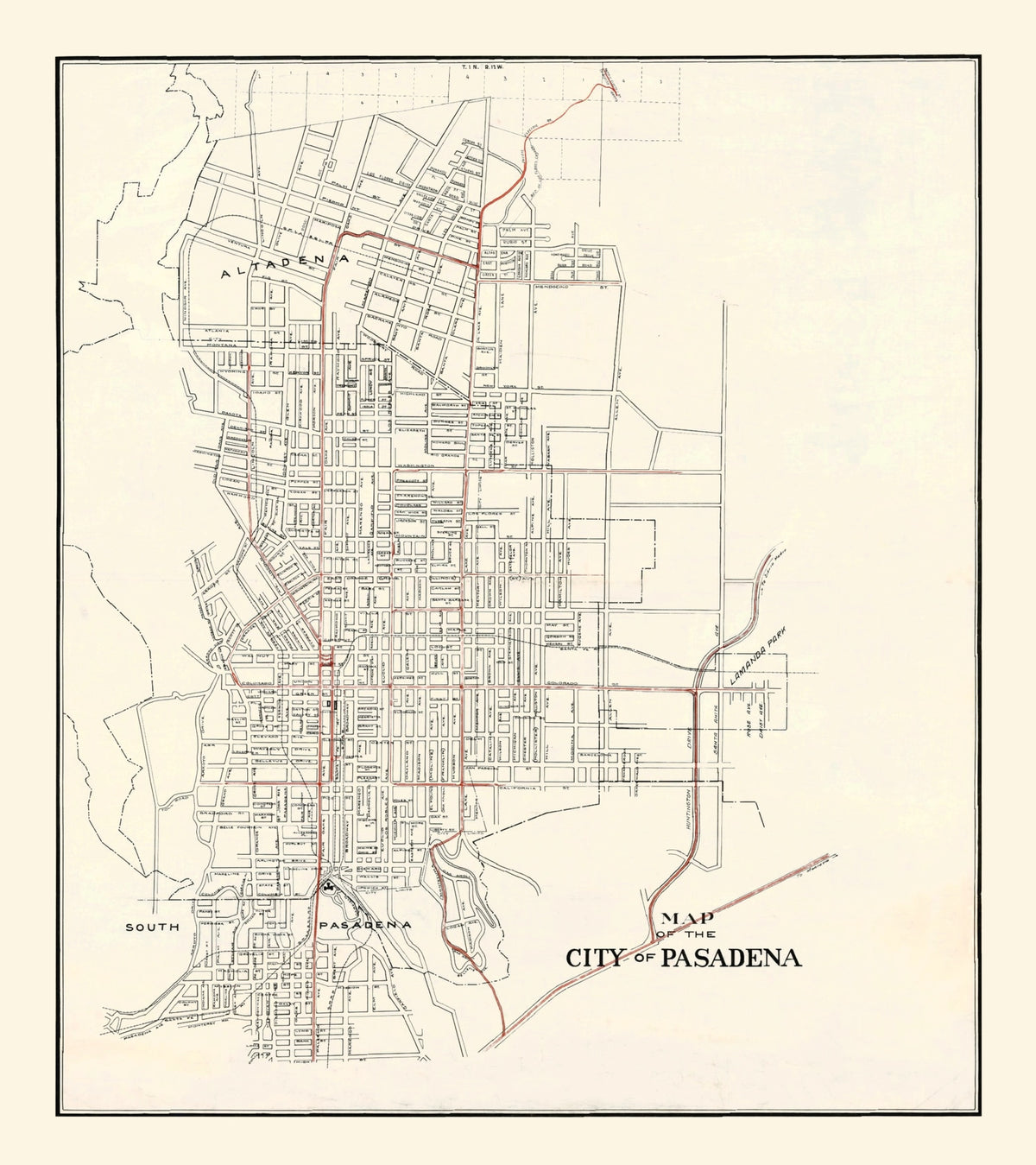 Preview of Vintage Map of Pasadena, California 1922