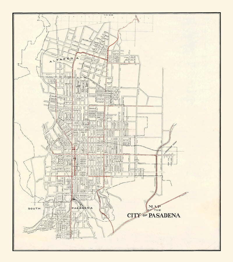 Size comparison using Vintage Map of Pasadena, California 1922