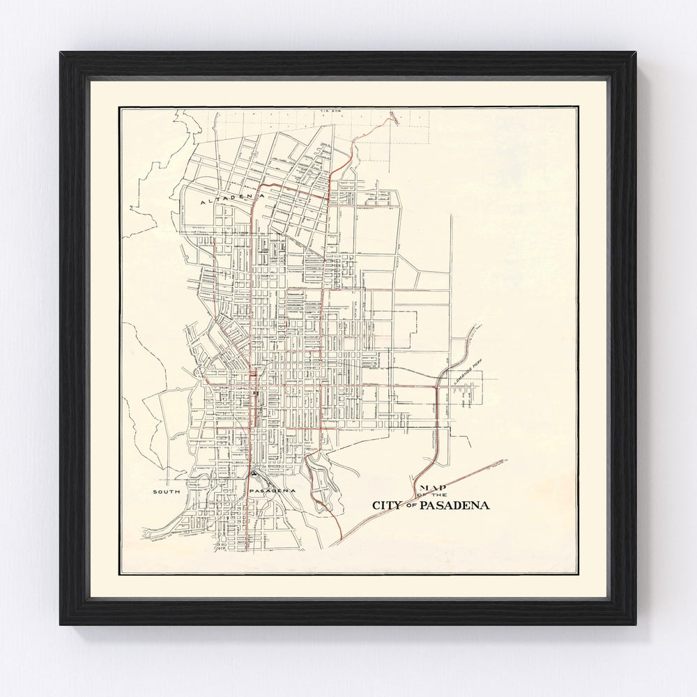 Pasadena Vintage Map 1922