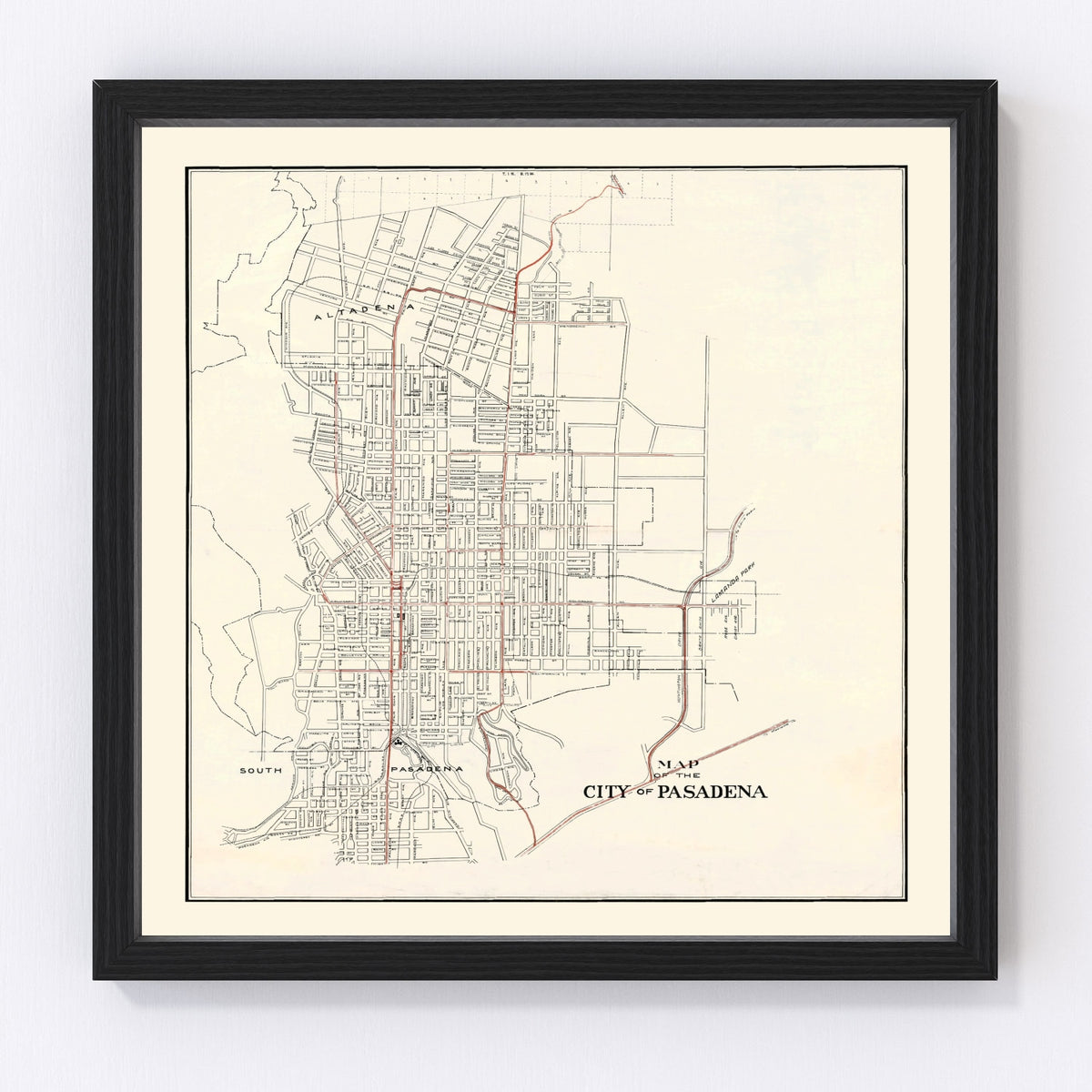 Pasadena Vintage Map 1922