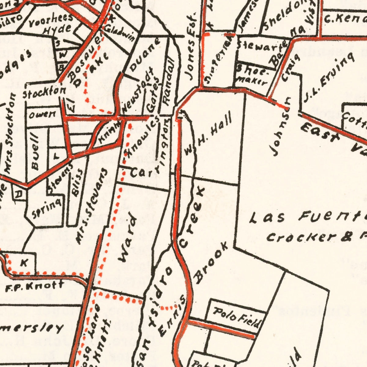 Restored historic details from the 1924 city map of Montecito, California