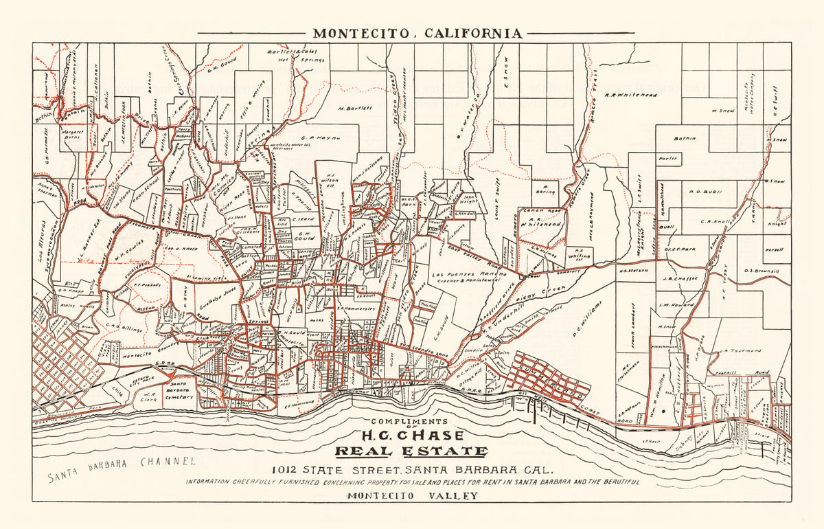 Preview of Vintage Map of Montecito, California 1924