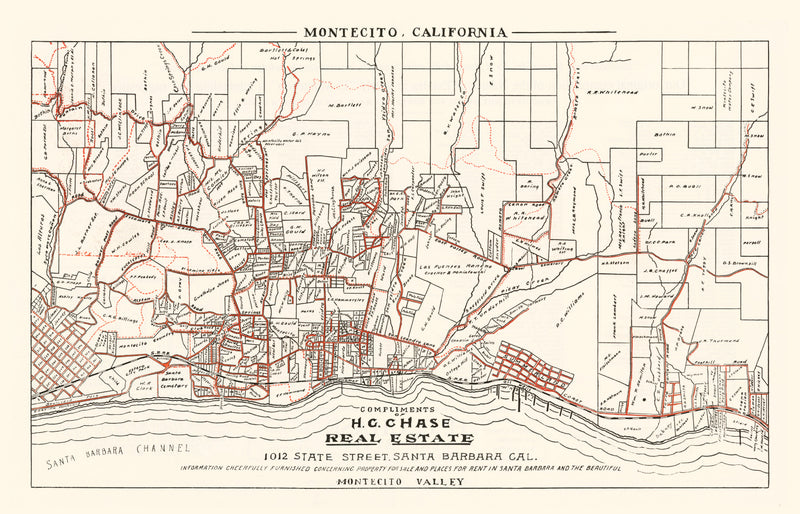 Size comparison using Vintage Map of Montecito, California 1924