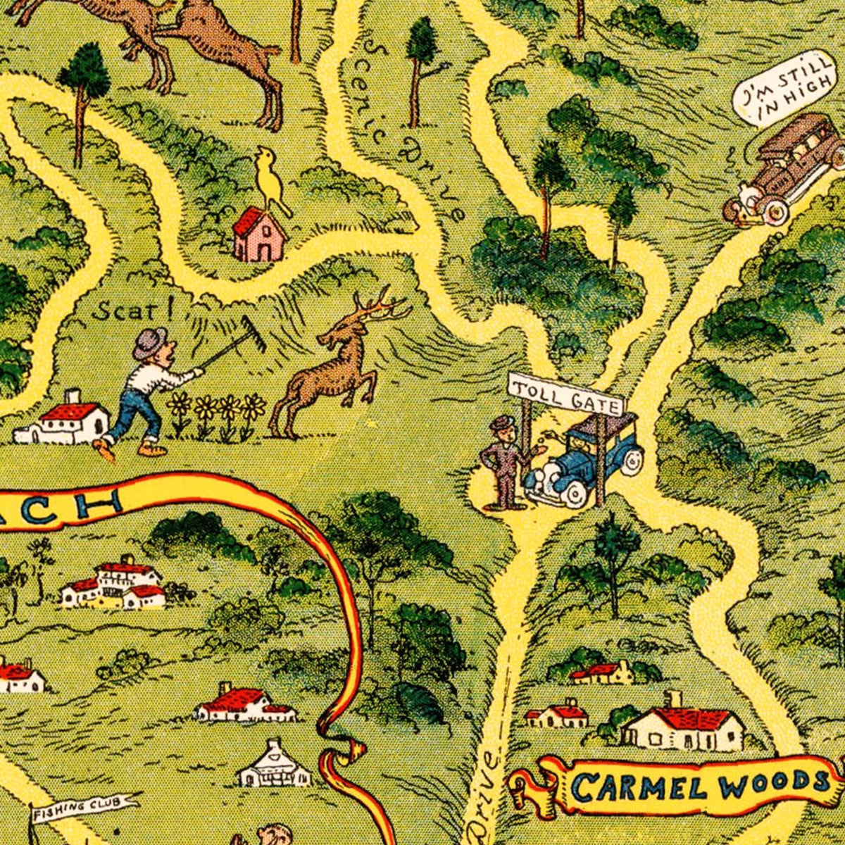 Restored historic details from the 1926 misc. attraction map of County, California