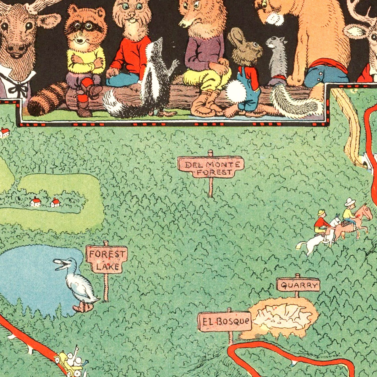 Restored historic details from the 1927 misc. attraction map of County, California