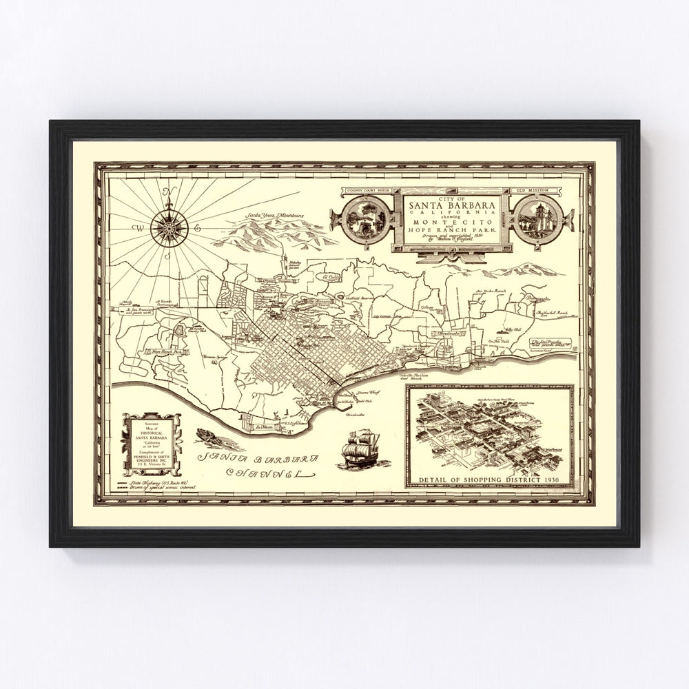 Santa Barbara Vintage Map 1930