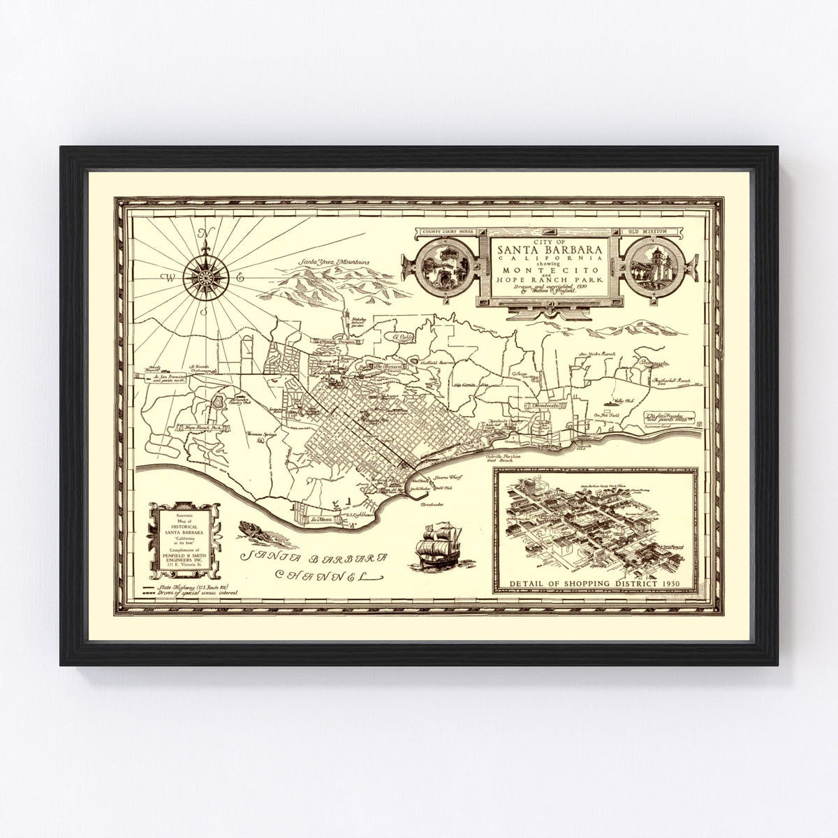 Santa Barbara Vintage Map 1930
