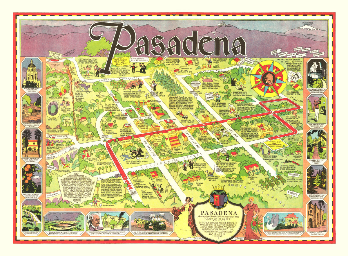 Preview of Vintage Map of Pasadena, California 1933