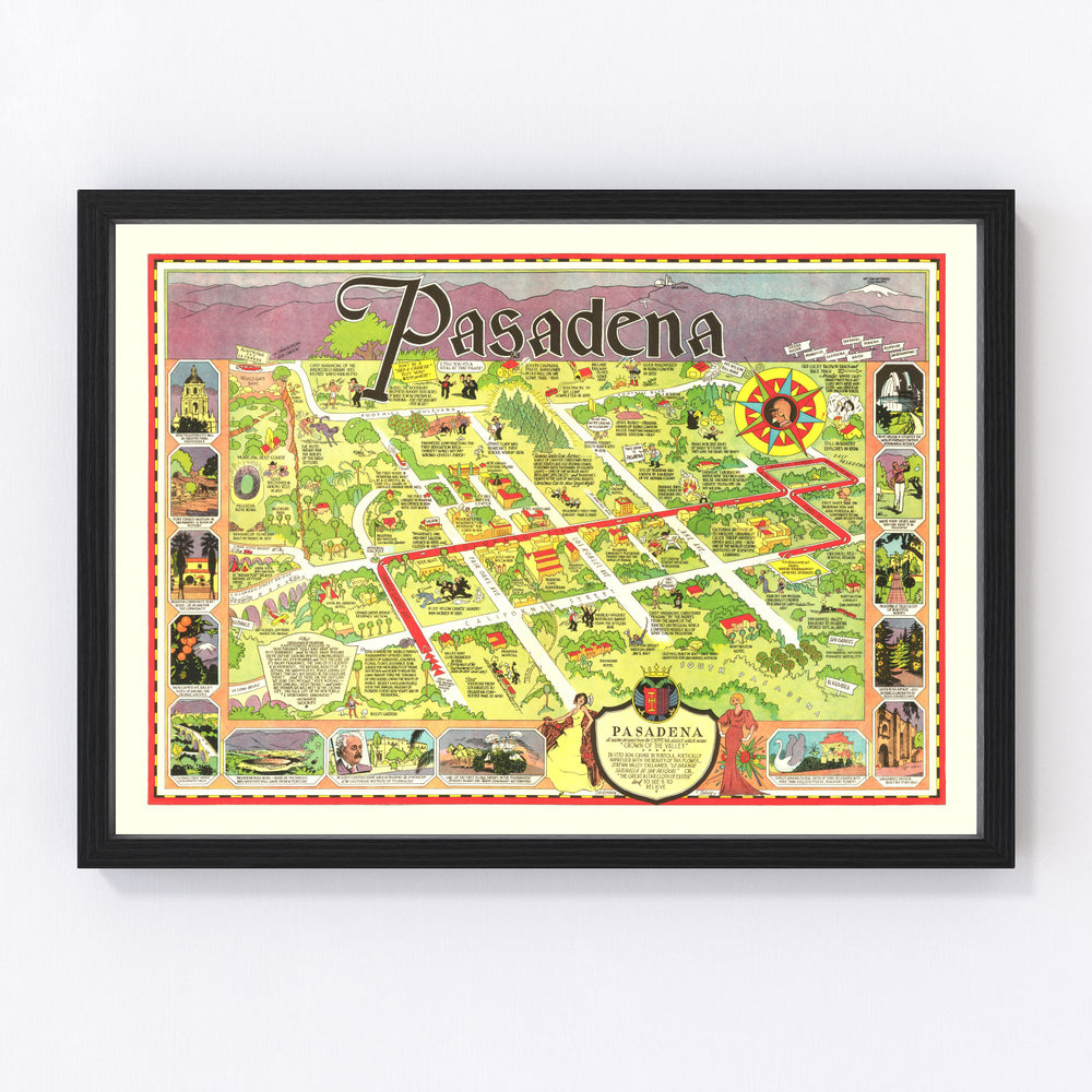 Pasadena Vintage Map 1933