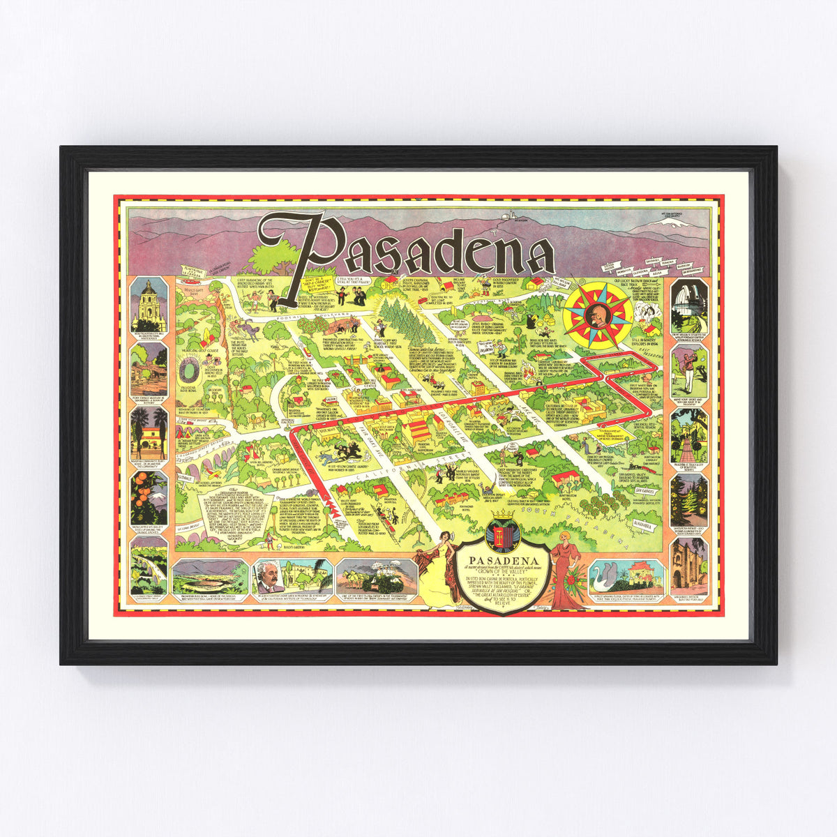 Pasadena Vintage Map 1933
