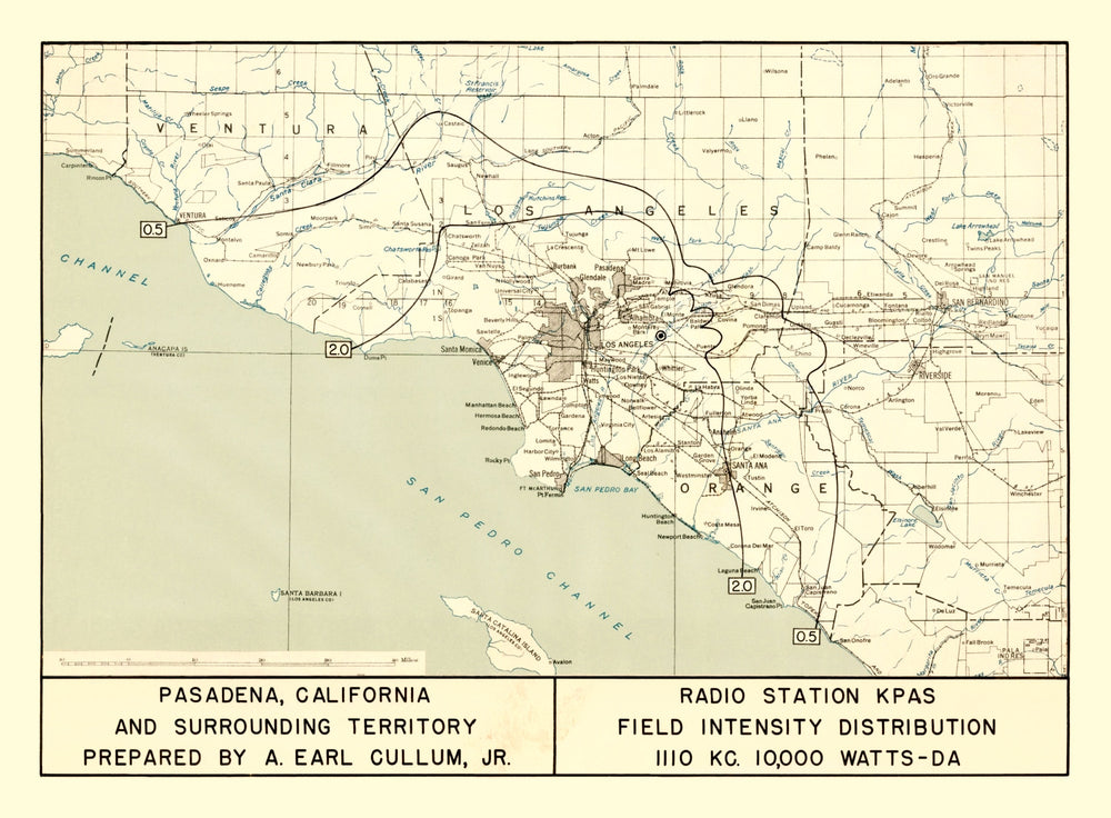 Vintage Map of Pasadena, California 1935 print style example