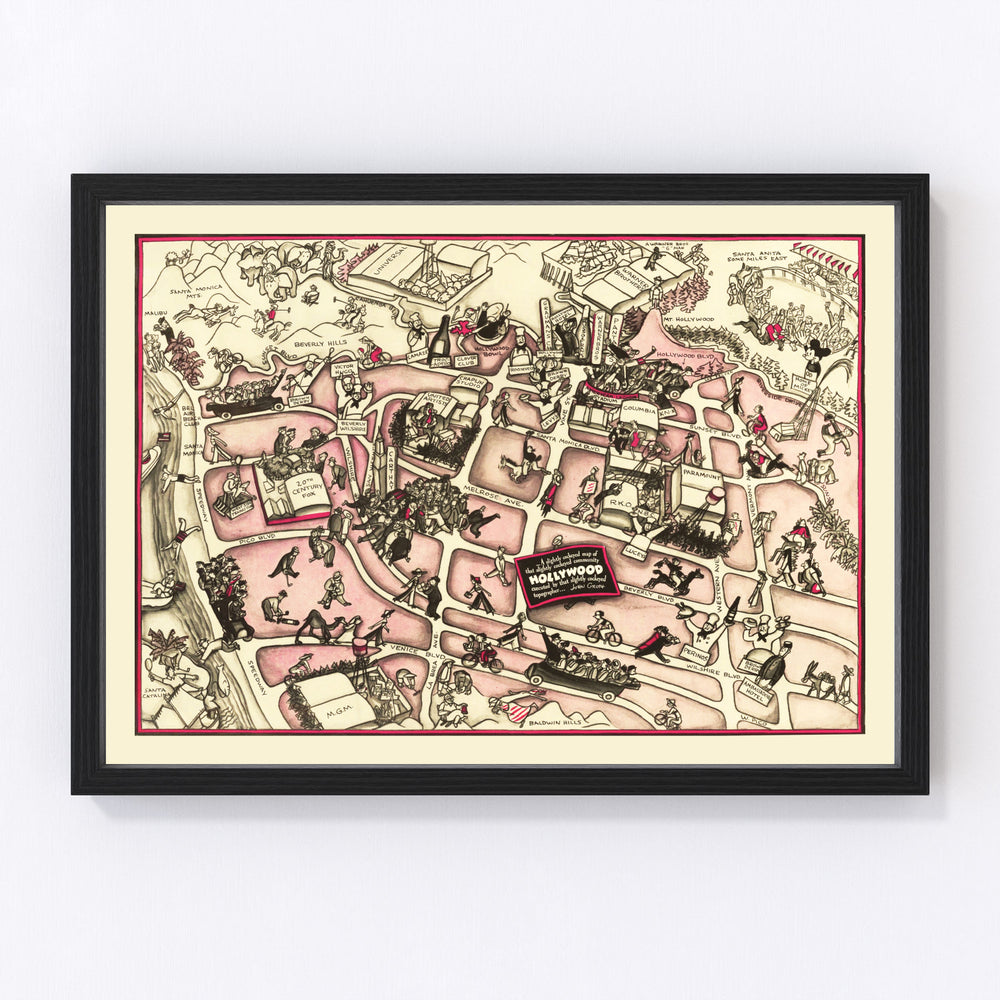 Hollywood Vintage Map 1937