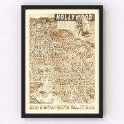Hollywood Vintage Map 1940