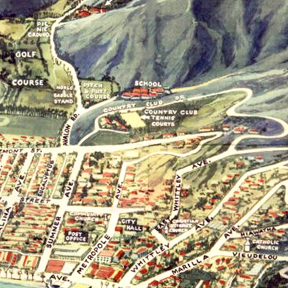 Restored historic details from the 1948 island map of County, California
