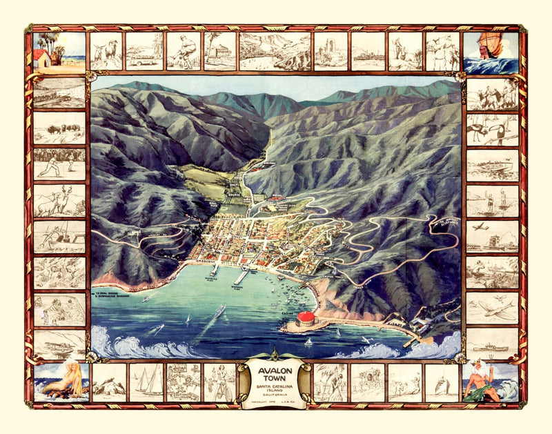 Size comparison using Vintage Avalon & Santa Catalina Island Map 1948