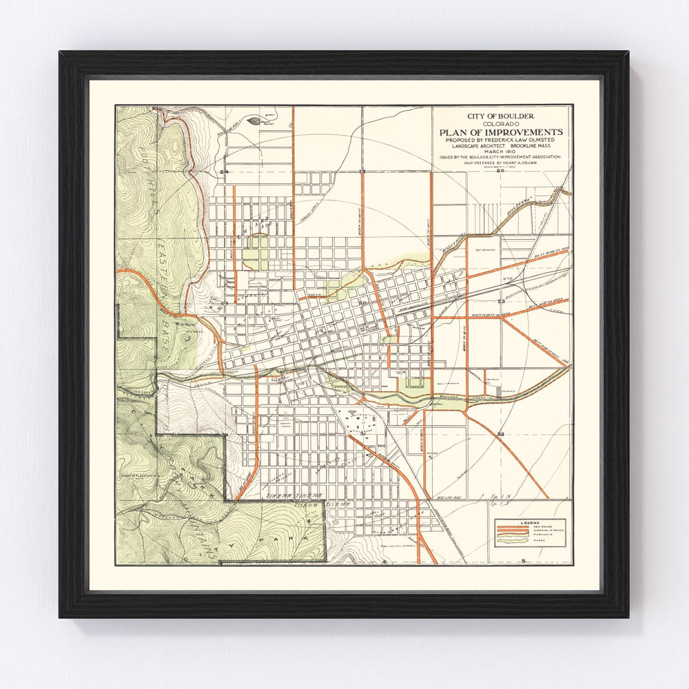 Boulder Vintage Map 1910