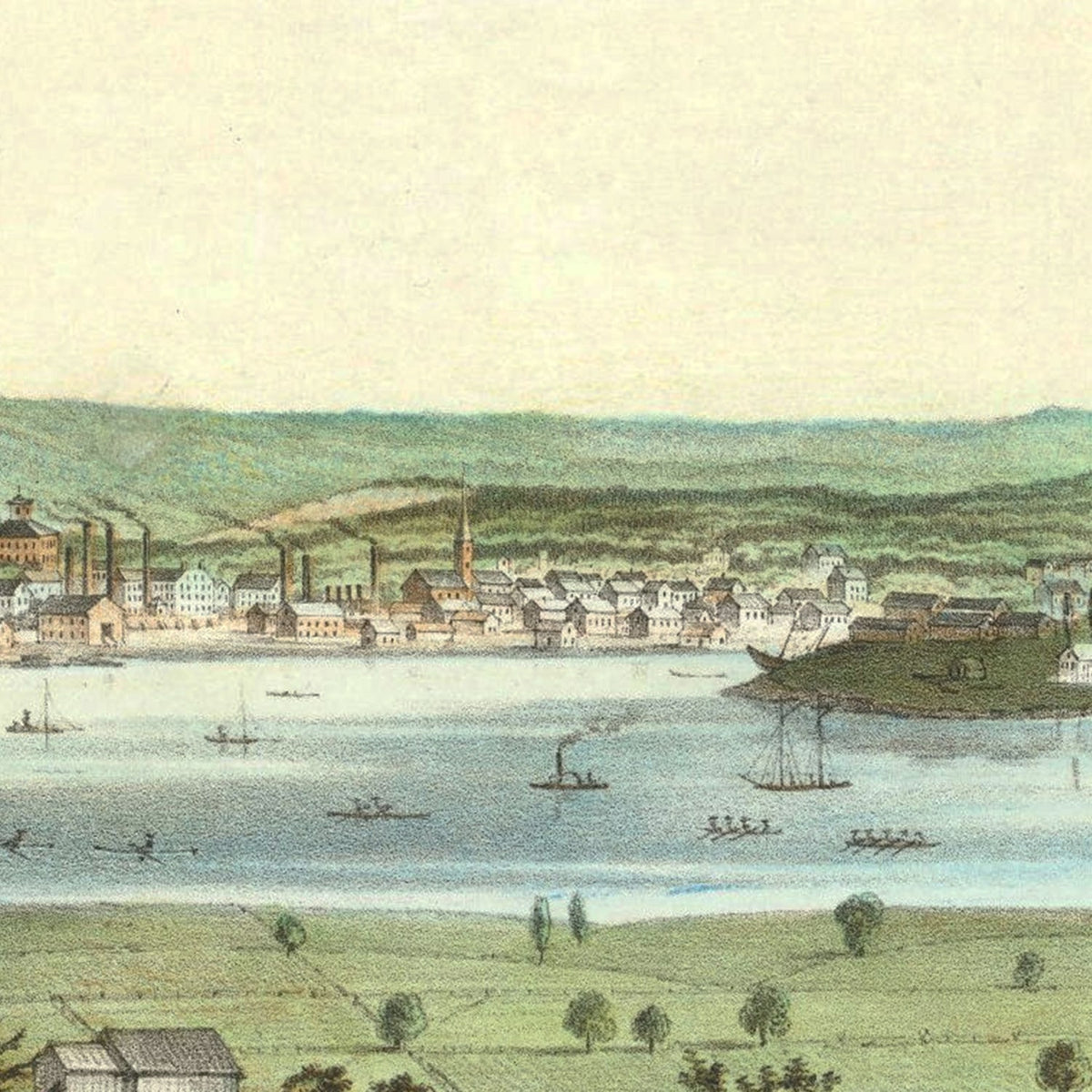 Restored historic details from the 1862 city map of New Haven, Connecticut