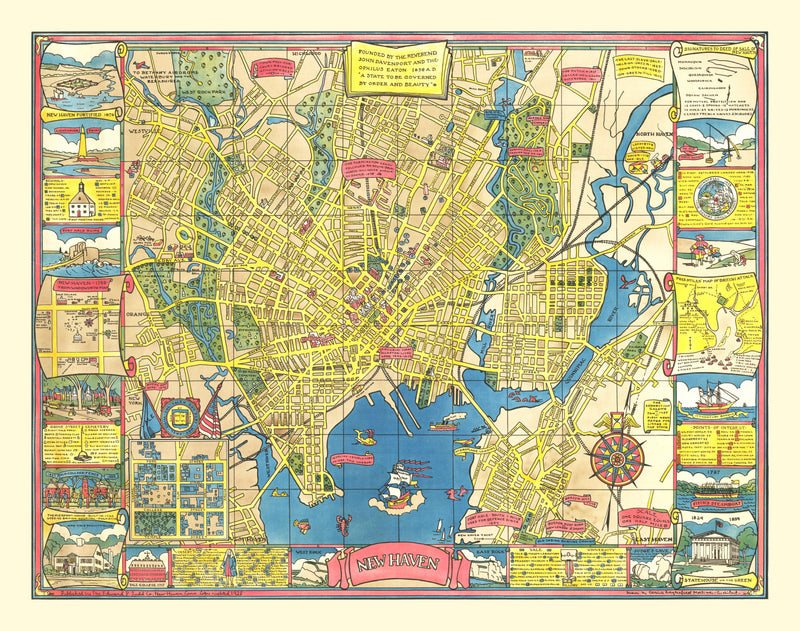 Size comparison using Vintage Map of New Haven, Connecticut 1928