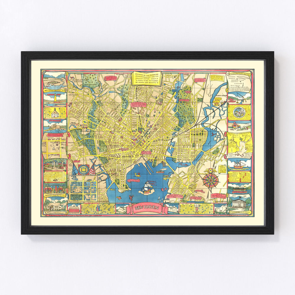 New Haven Vintage Map 1928