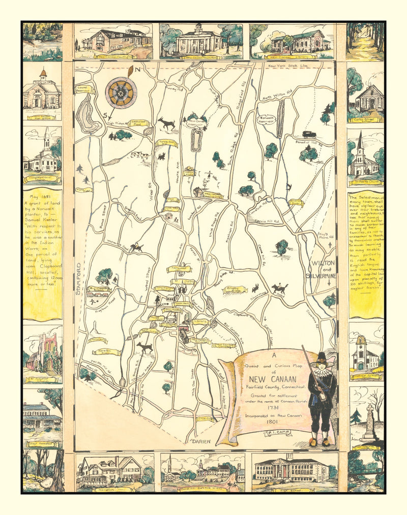 Size comparison using Vintage Map of New Canaan, Connecticut 1930