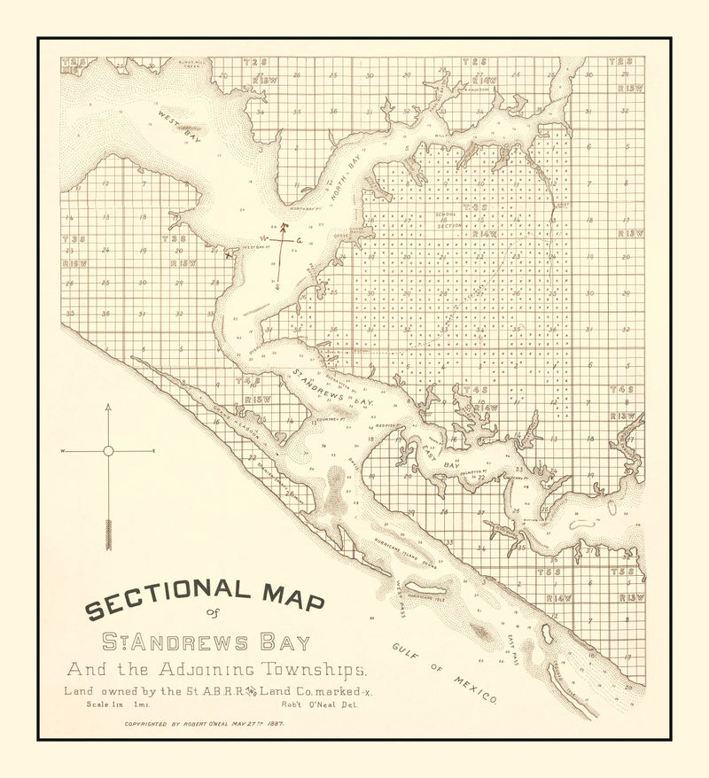 Size comparison using Vintage Map of Panama City, Florida 1887