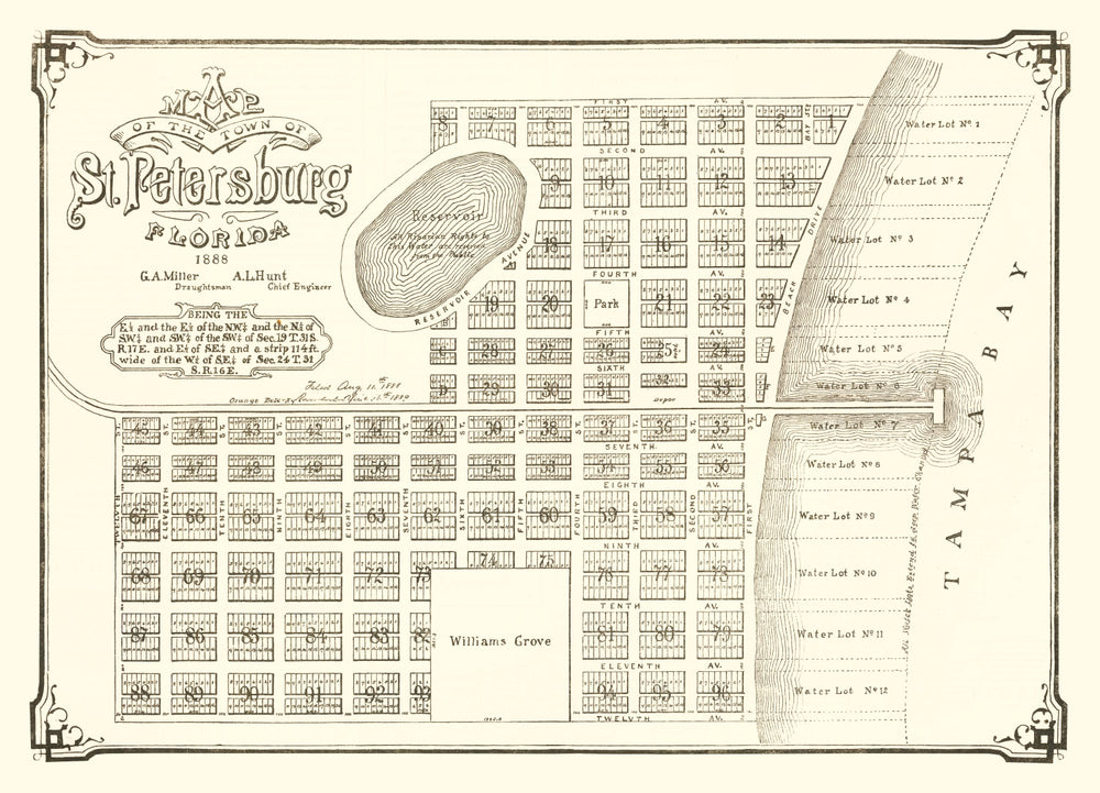 Vintage Map of St. Petersburg, Florida 1889 print style example