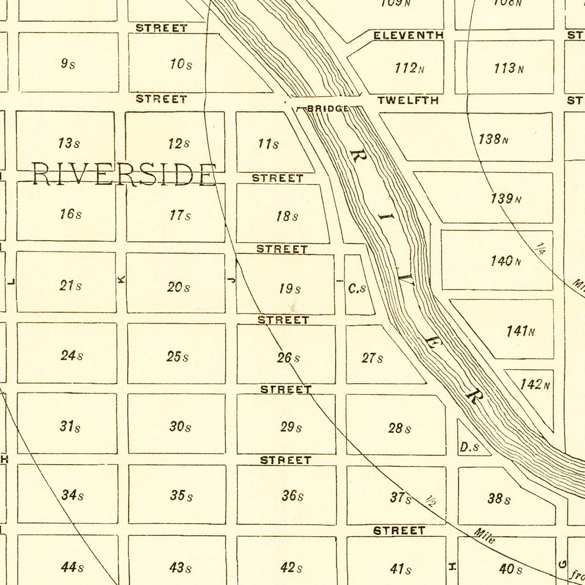 Restored historic details from the 1905 city map of Miami, Florida