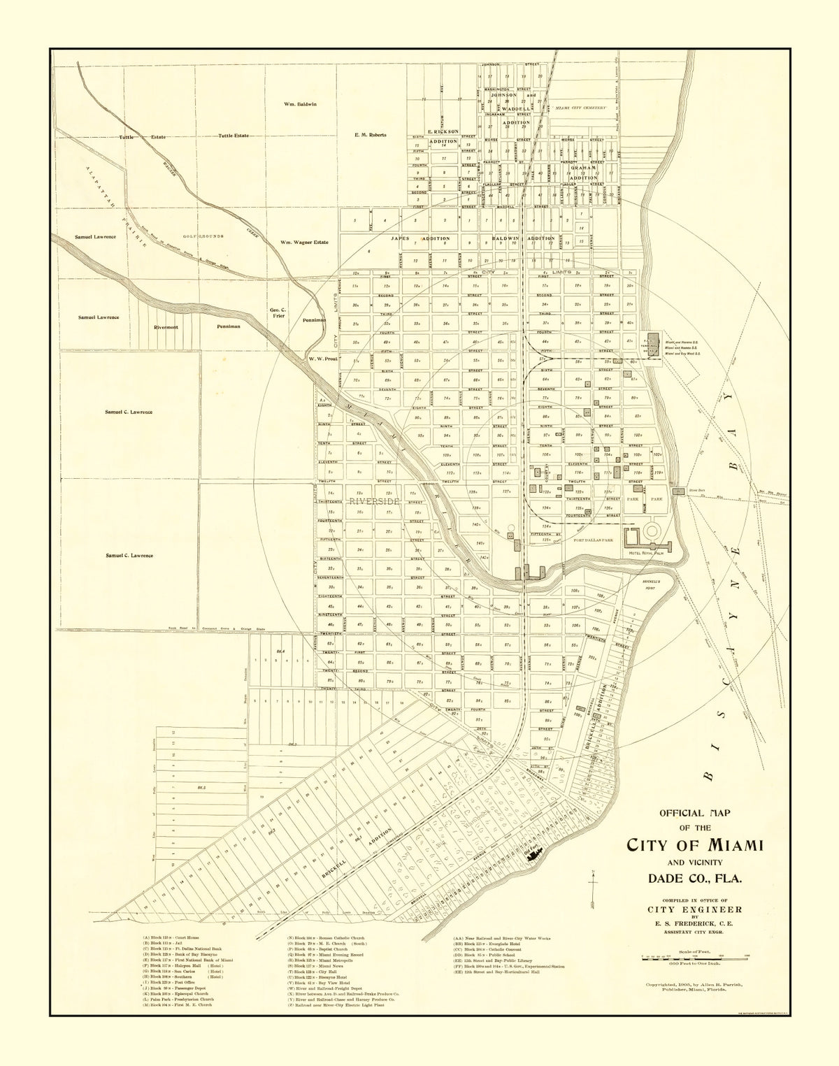Preview of Vintage Map of Miami, Florida 1905