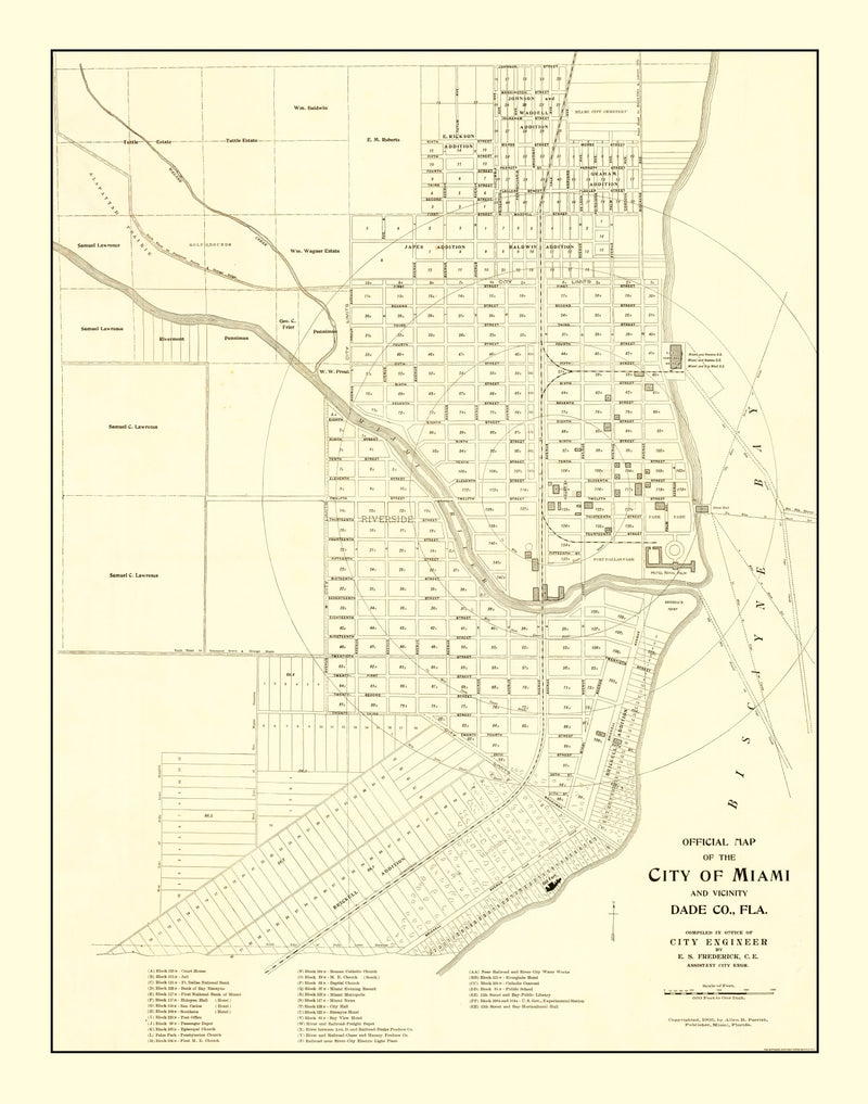 Size comparison using Vintage Map of Miami, Florida 1905