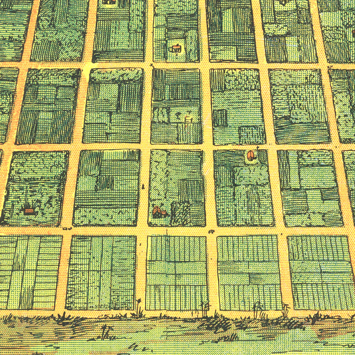 Restored historic details from the 1911 city map of Detroit, Florida