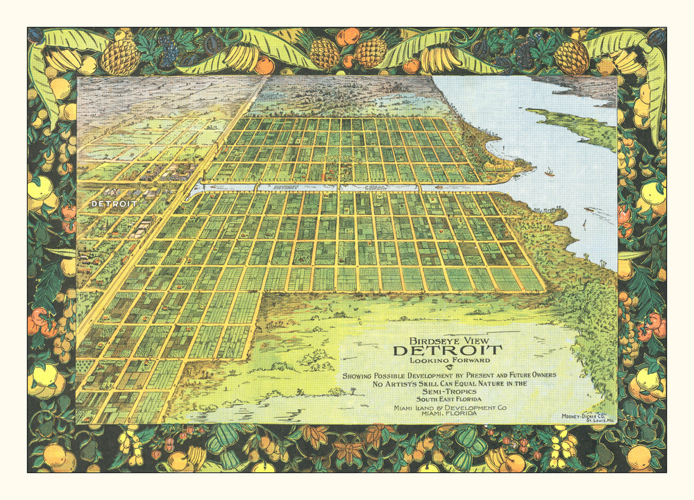 Vintage Map of Detroit, Florida 1911 print style example