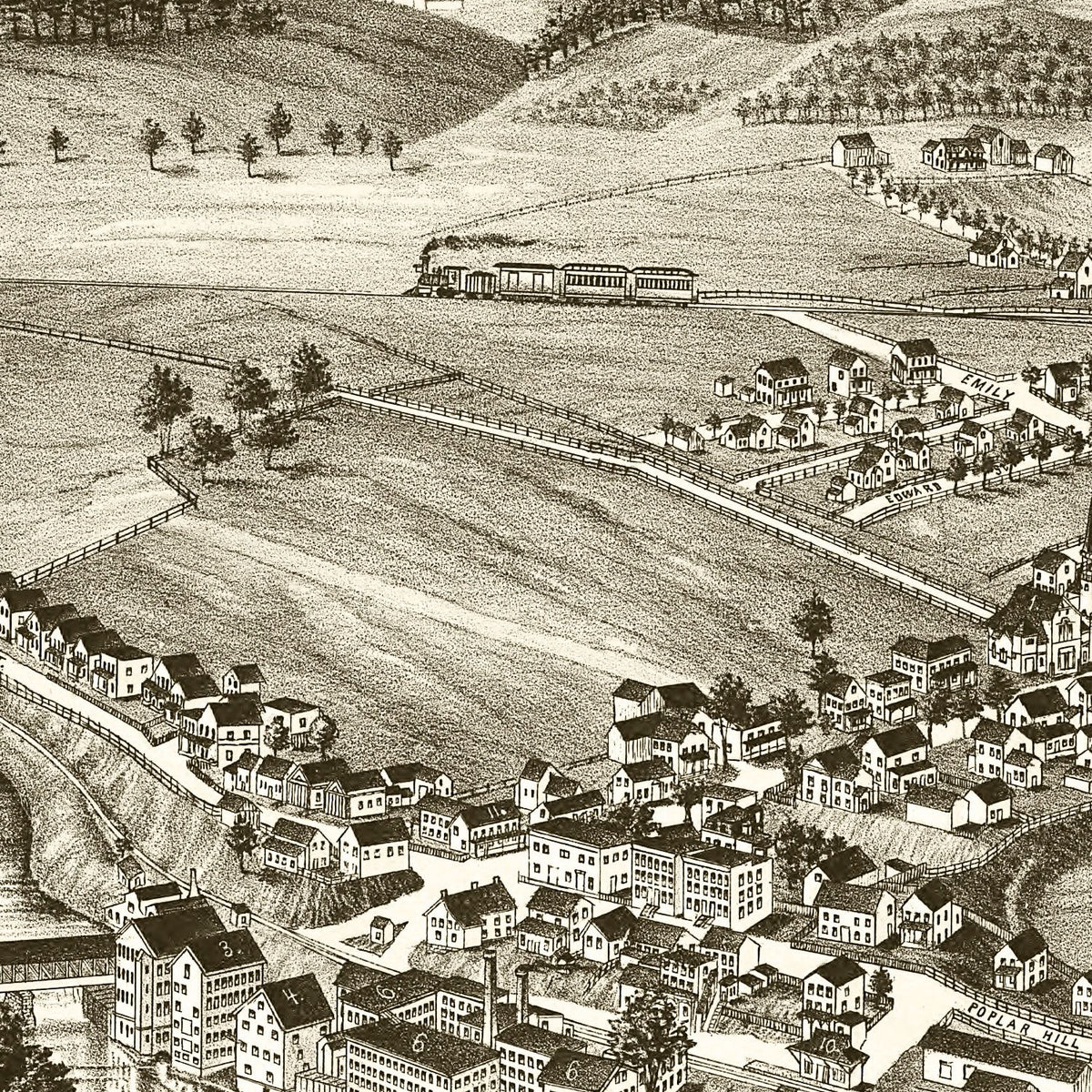 Restored historic details from the 1887 city map of Valley Falls, New York