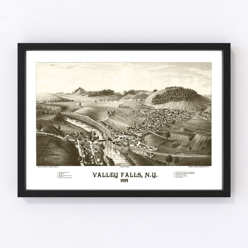 Valley Falls Vintage Map 1887